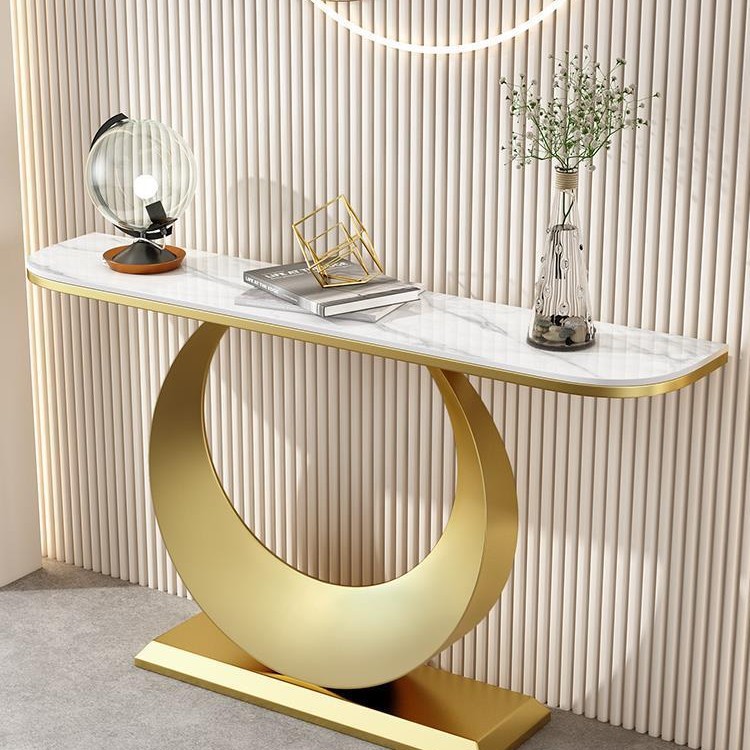 Italian rock plate entrance table semicircle entrance cabinet entrance table modern minimalist wall-mounted entrance rock plate end View table