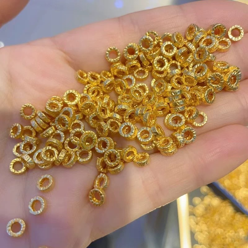 Gold 999 Gold Hammer Pattern Small Gold Ring Wrapped Broken Gold Spacer Bracelet Bracelet Accessories Accessories Beads Beads