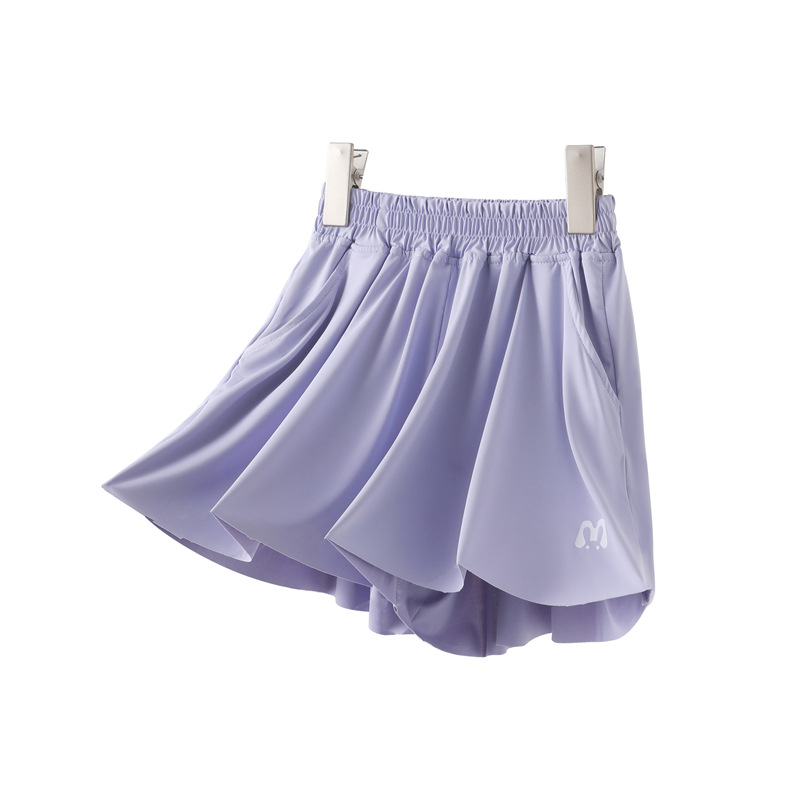 Girls' Ice Silk Sports Shorts Outer Pants Skirt Summer Children's Summer Quick-drying Pants Thin Girls' Big Children's Culottes