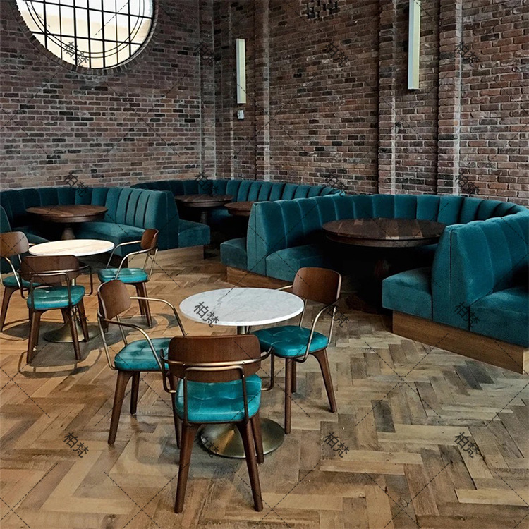 Solid Wood Storage Booth Sofa, Uniquely Shaped Wall-Mounted Curved Sofa for Cafes, Commercial Use in Chain Restaurants, Cross-Border Exclusive Supply