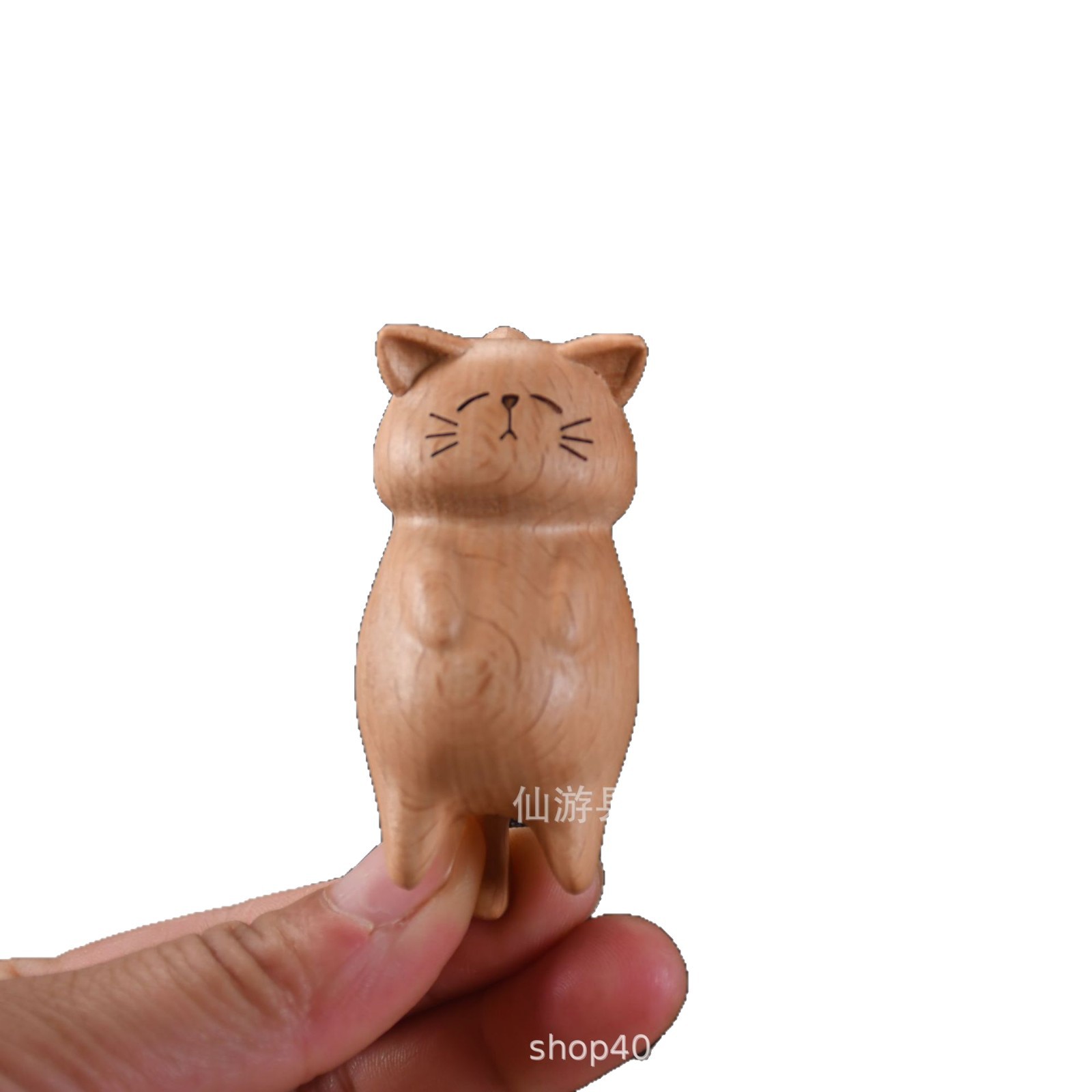 Manufacturer Wholesale Beech Wood Broken Cat Keychain Lucky Cat Bag Pendant Cartoon Handle Accessories Accessories Pendant