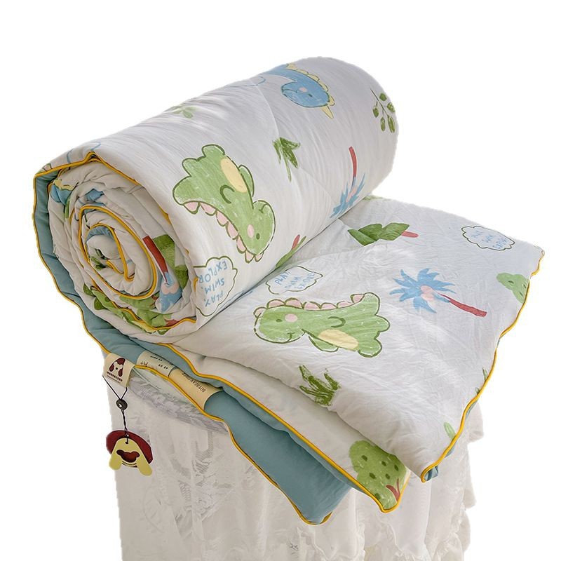 Class A water-washed cotton double-layer cartoon wrinkled yarn summer cool quilt single and double-person machine-washable water-washing air-conditioning gift quilt wholesale