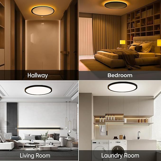 Cross-Border Direct Supply Wifi Backlight Ceiling Lamp Ultra-Thin Led Bedroom Study Ceiling Lamp Rgb Backlight Amber Night Light