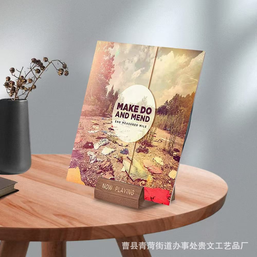 Wooden Record Stand Desktop Disc Base Organizer Shelf Oblique Plug-In Cd Display Stand Solid Wood Vinyl Record Stand