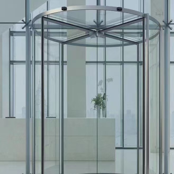 Installation of Two-Wing Automatic Revolving Doors, Production and Sales, Automatic Revolving Door Repair, Glass Three-Wing Automatic Revolving Door