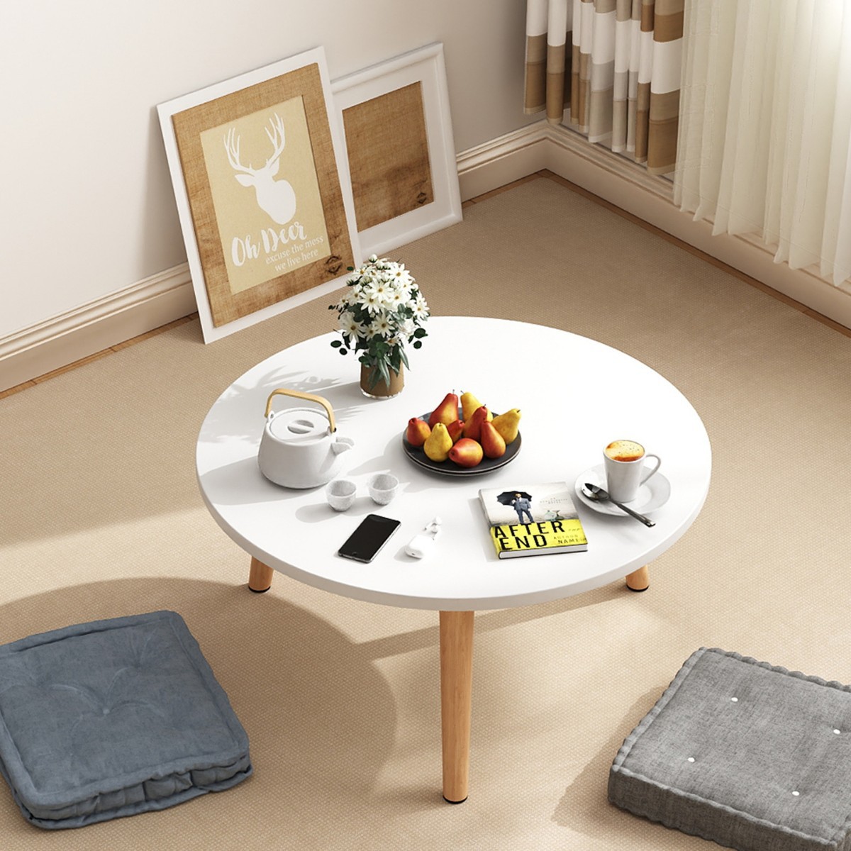 Стол для балкона и окна, маленький кофейный столик, простой татами чайный стол, мини-столик для сидения, низкий стол из массива дерева, маленький квадратный стол