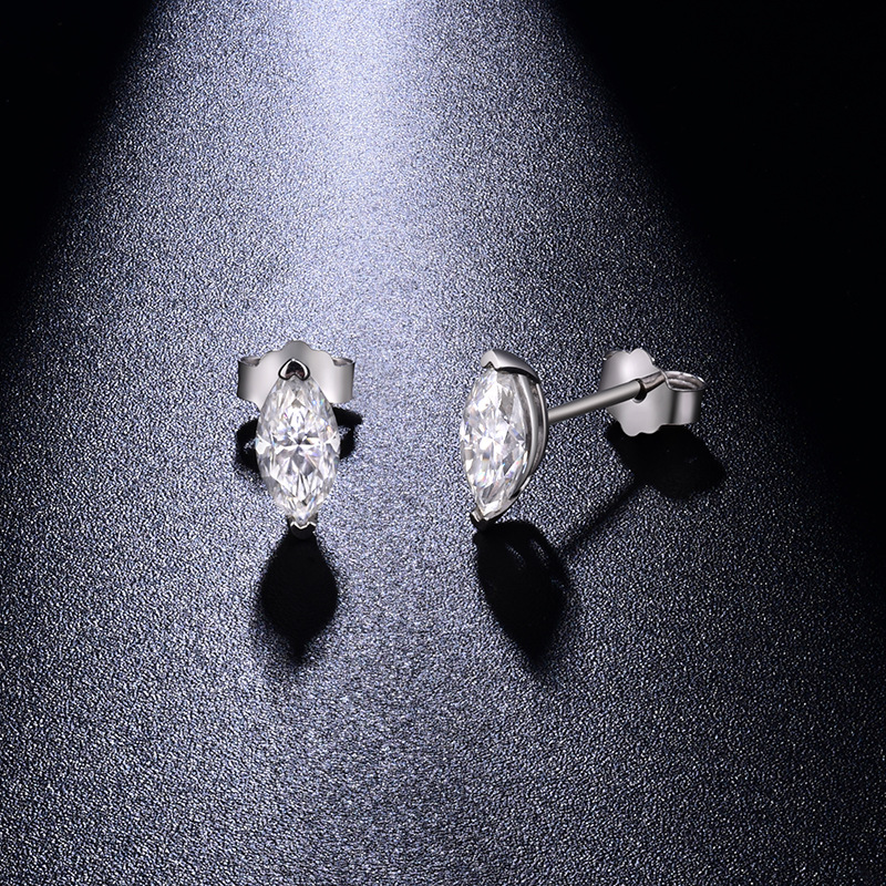 Amazon's Best Selling Simple Classic Marquise 4*8mm 50 Points Moissanite S925 Silver Plated 18K Gold Women's Earrings