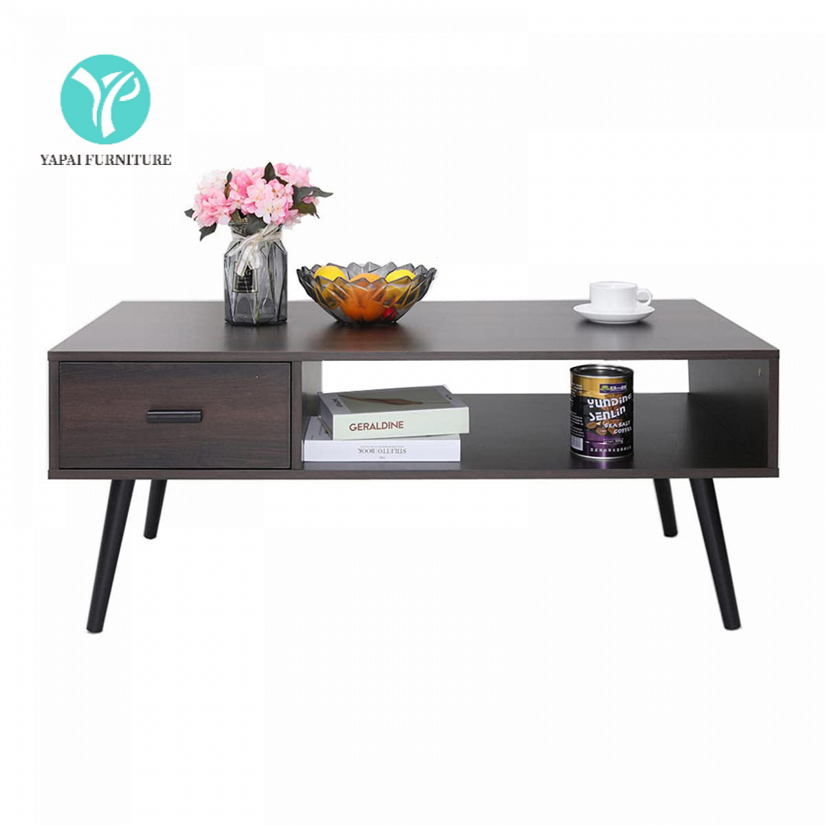 Amazon Cross-Border Supply Coffee Table Coffee Table Factory Wholesale Living Room Simple Storage with Drawers Retro
