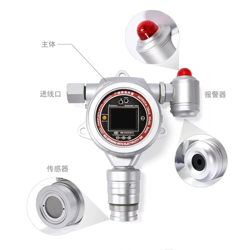 Fixed Combustible Gas Detector Alarm Co Alarm Instrument O2 Concentration Monitor H2S Gas Detector