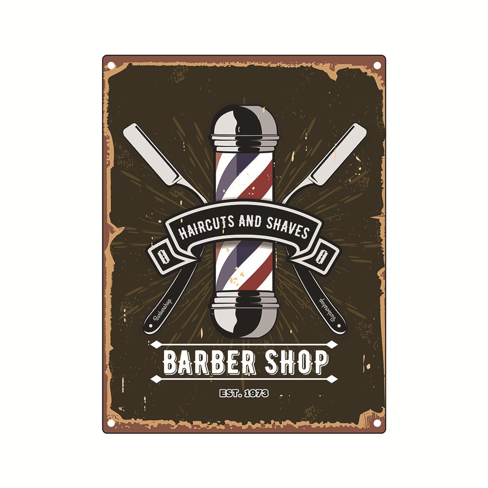 Creative Tin Art Tinplate (Galvanized Iron) Customized Size Barber Shop Classical Wall Hanging Amazon Home Decoration