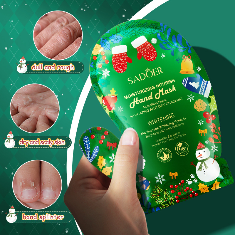 Full English Sadoer Christmas Niacinamide Hand Mask and Foot Mask Nourishing, Tender and Care Foot Mask Cross-Border Foreign Trade Wholesale