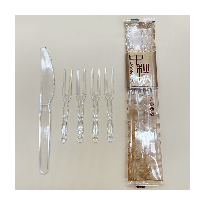 Factory spot supply disposable Mid-Autumn moon cake knife and fork set durian ice rice dumpling knife and fork 1 knife 4 fork support special edition