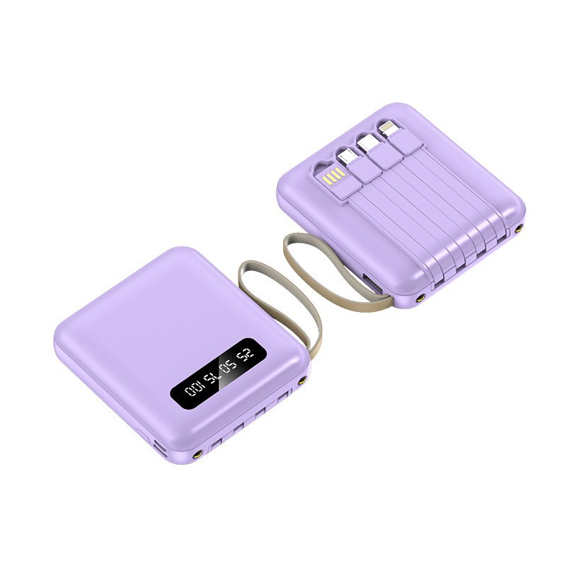 Wholesale Mini Power Bank with Built-In Cable 20000 Mah Large Capacity Compact and Convenient Gift Printed Mobile Power Supply