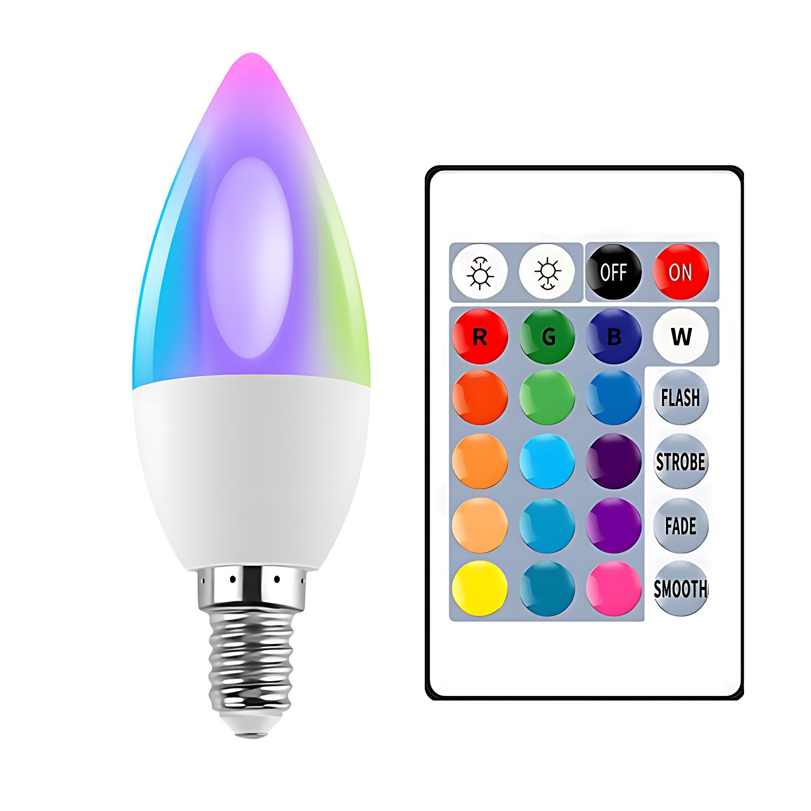 E14Rgb Smart Dimmable Candle Bulb Rgbw Color-Changing Remote Control Led Full-Color Candle Light Smart Dimming