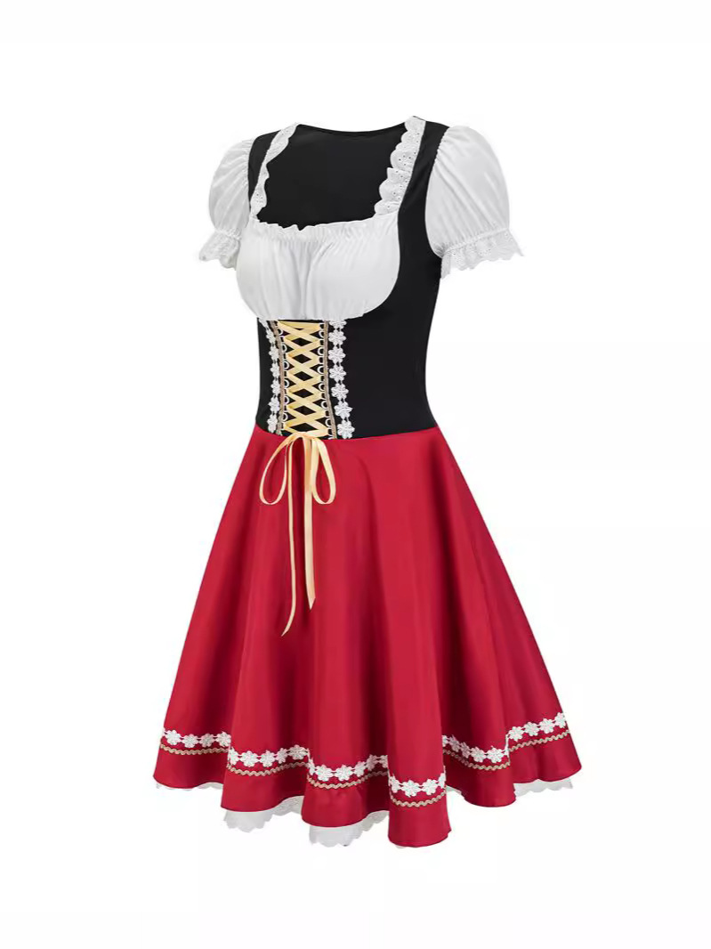 Halloween German Beer Dress Short Sleeve Women Beer Girl cosplay dress Maid Dress Beer Dress