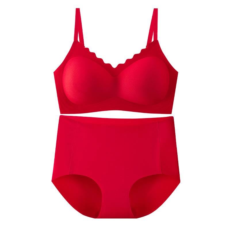 High Quality Red Traceless Enerwear Benmingnian No Steel Ring Bride Wedding Gift No Size Bra suit Women