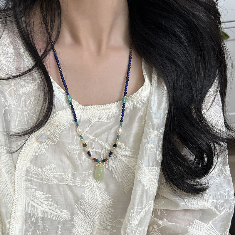 Натуральное нефритовое ожерелье Хэтиань, национальный стиль, элегантная цепочка для женщин