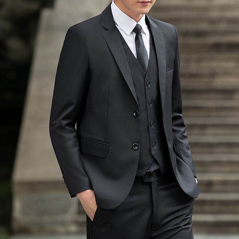 2025 New Men's Suit Three-Piece Korean Style Casual Suit Jacket Men's Groomsmen Vest Trousers Suit Suit Men