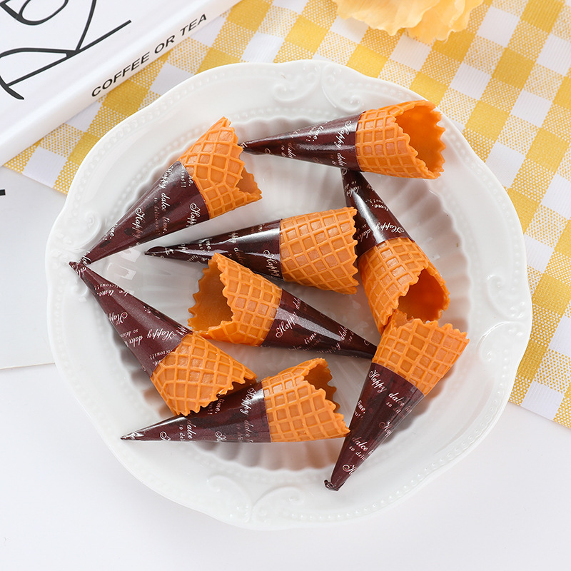Creative Cone DIY Accessories Artificial Ice Cream Model Fake Crispy Cone Food Toy Material Package Ultra-Light Clay Hairpin