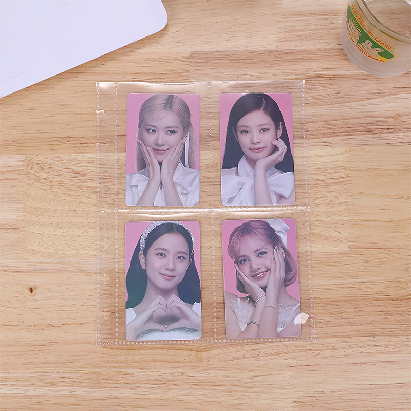 7-hole four-square mushroom hole card book inner page transparent small cartoon business card star-chasing photo storage card set inner page