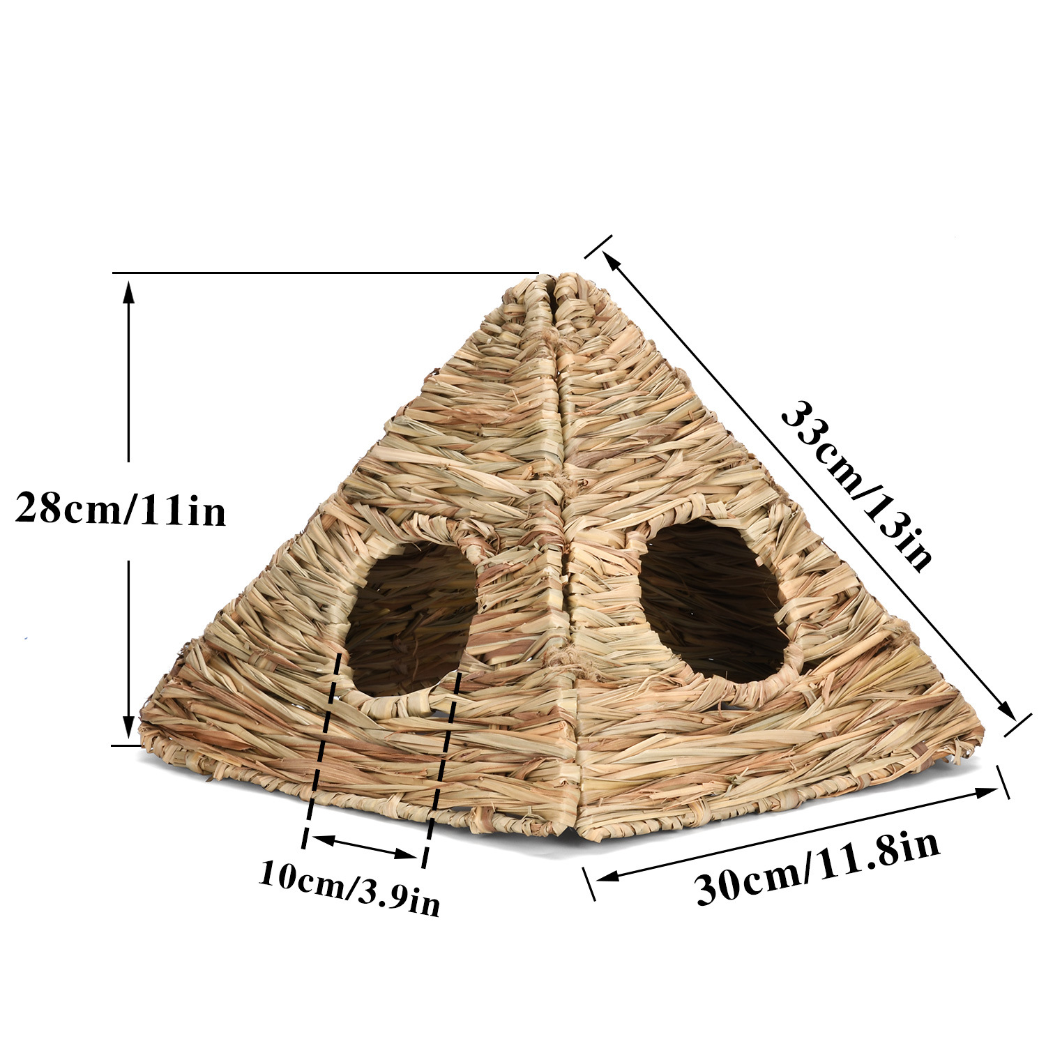 New Woven Foldableable Pyramid Thatched House Exotic Pet Rabbit Chinchilla Hamster Hedgehog Guinea Pig Landscaping Escape Toy