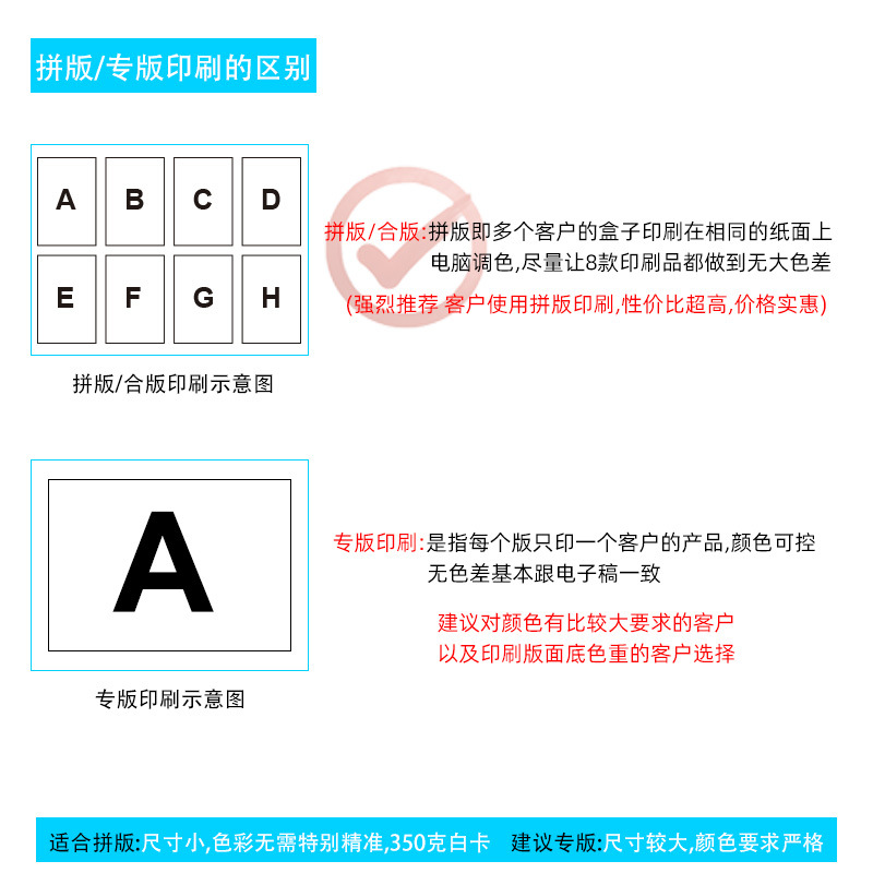 Color box imposition printing professional plate 350g white cardboard box film custom small batch price cost-effective