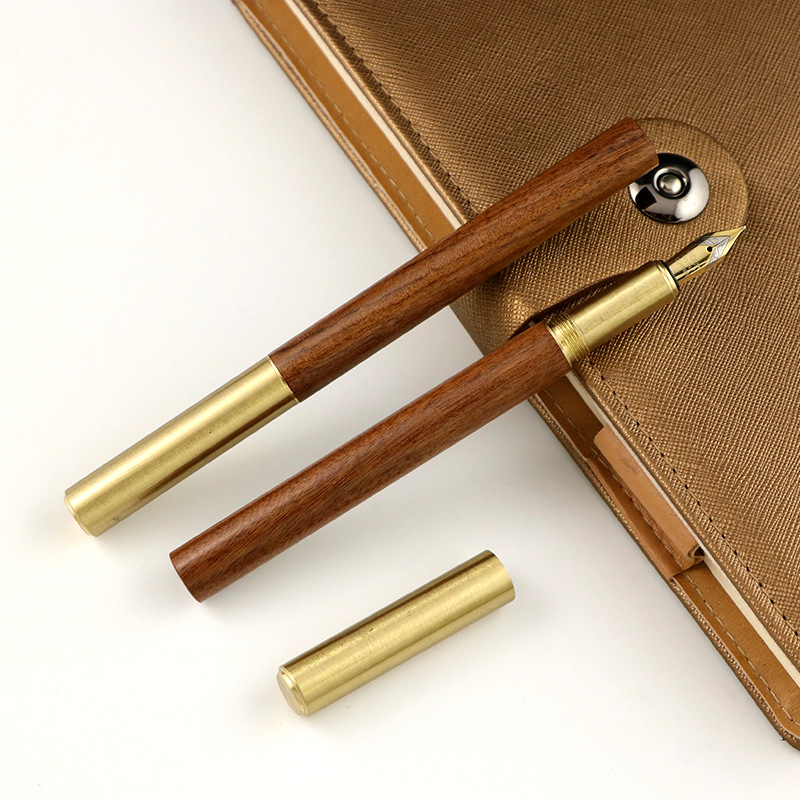 Supply thread rotating pen cover brass natural color wood pen laser printing business gift wood pen