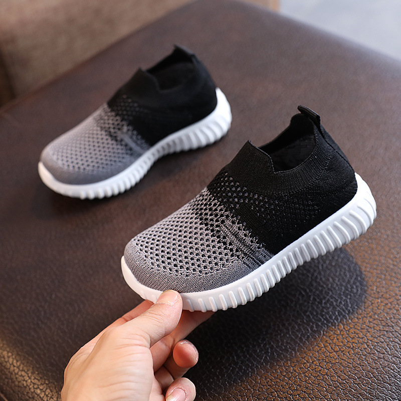 Spring and Autumn Contrasting Color Medium and Large Children's Shoes, Breathable Student Shoes, Trendyy Casual Shoes, Korean Style Fly-Knit Shoes for Boys and Girls