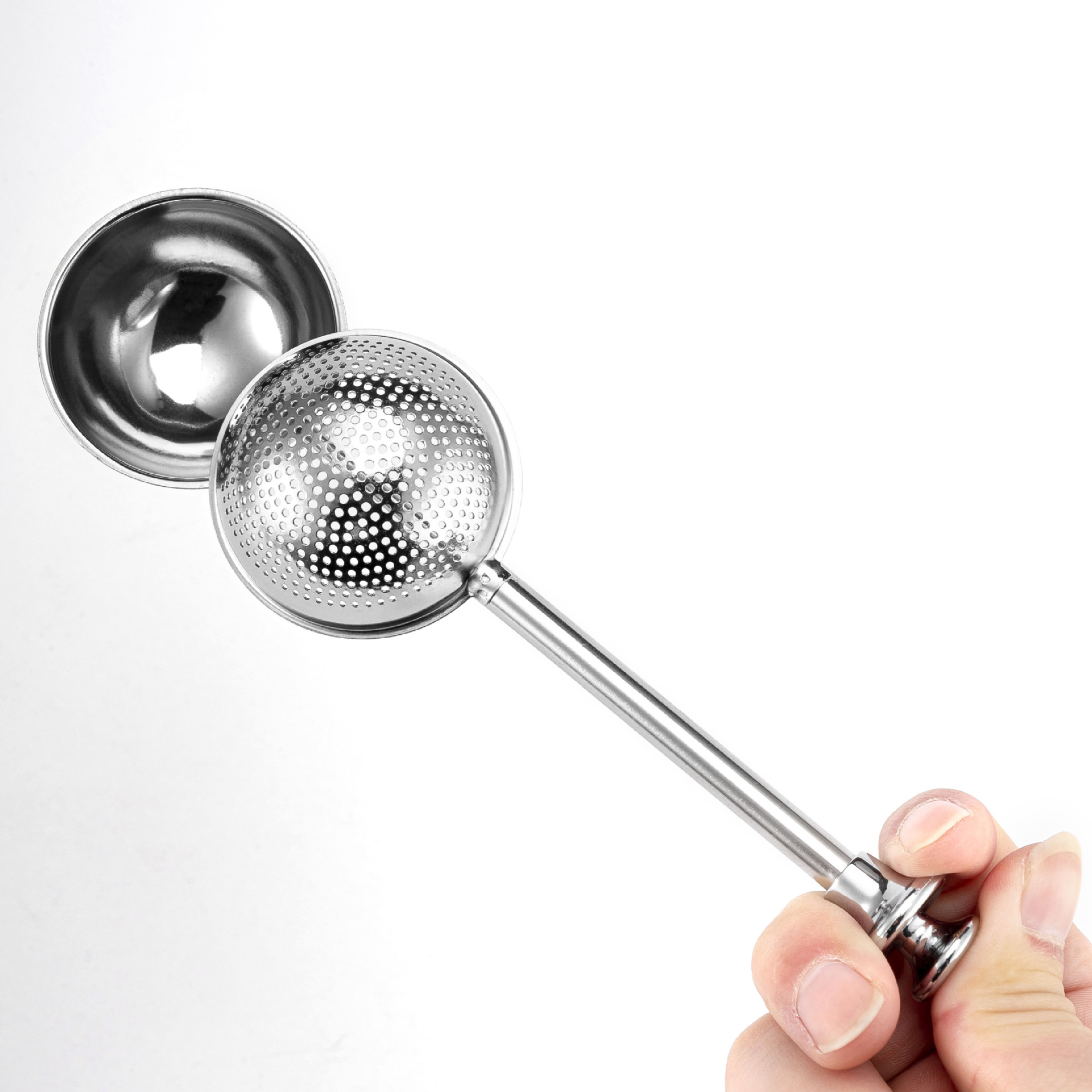 Прямые поставки, круглый большой телескопический фильтр для чая, 304 нержавеющая сталь, оптовая продажа