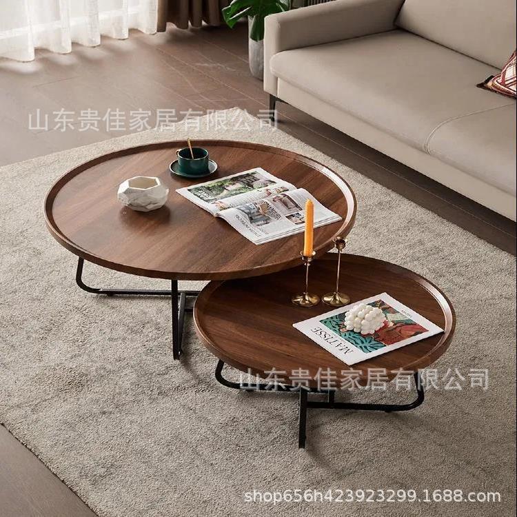 Round Tea Table, Simple Coffee Table, Multi-Layer Table, Tea Table, Living Room Table, Home Round Table, Retro Side Table, Reception Table