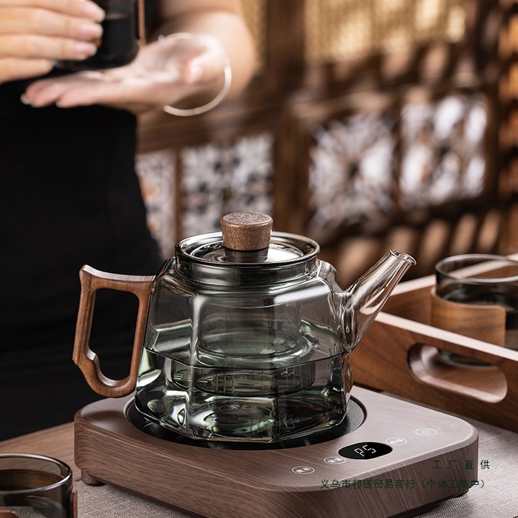 Thickened Wooden Handle Glass Teapot, High Temperature Resistant Electric Ceramic Stove, New Small Tea Boiler, Health Pot, Tea Boiler Set