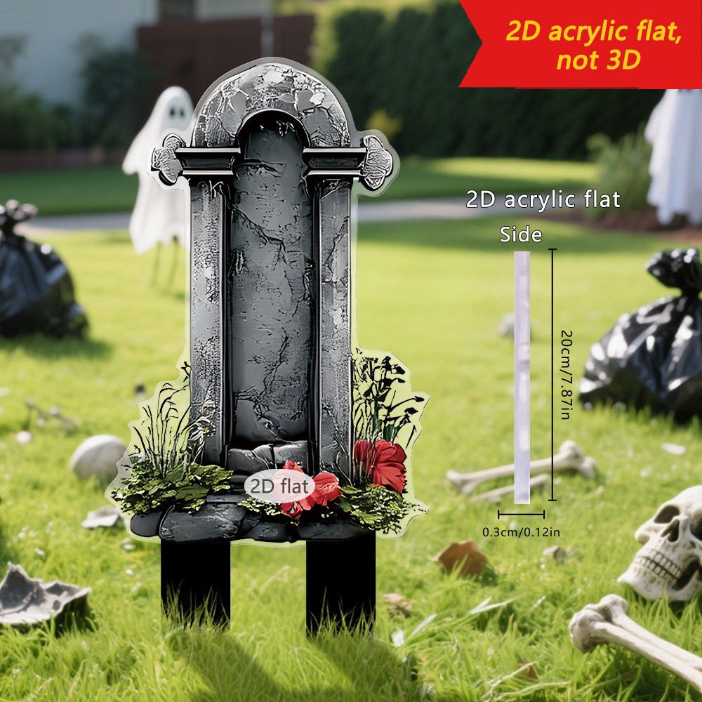 Cross-Border New Acrylic Flat Gothic Pendant Halloween New Product Halloween Cemetery Tombstone Insert