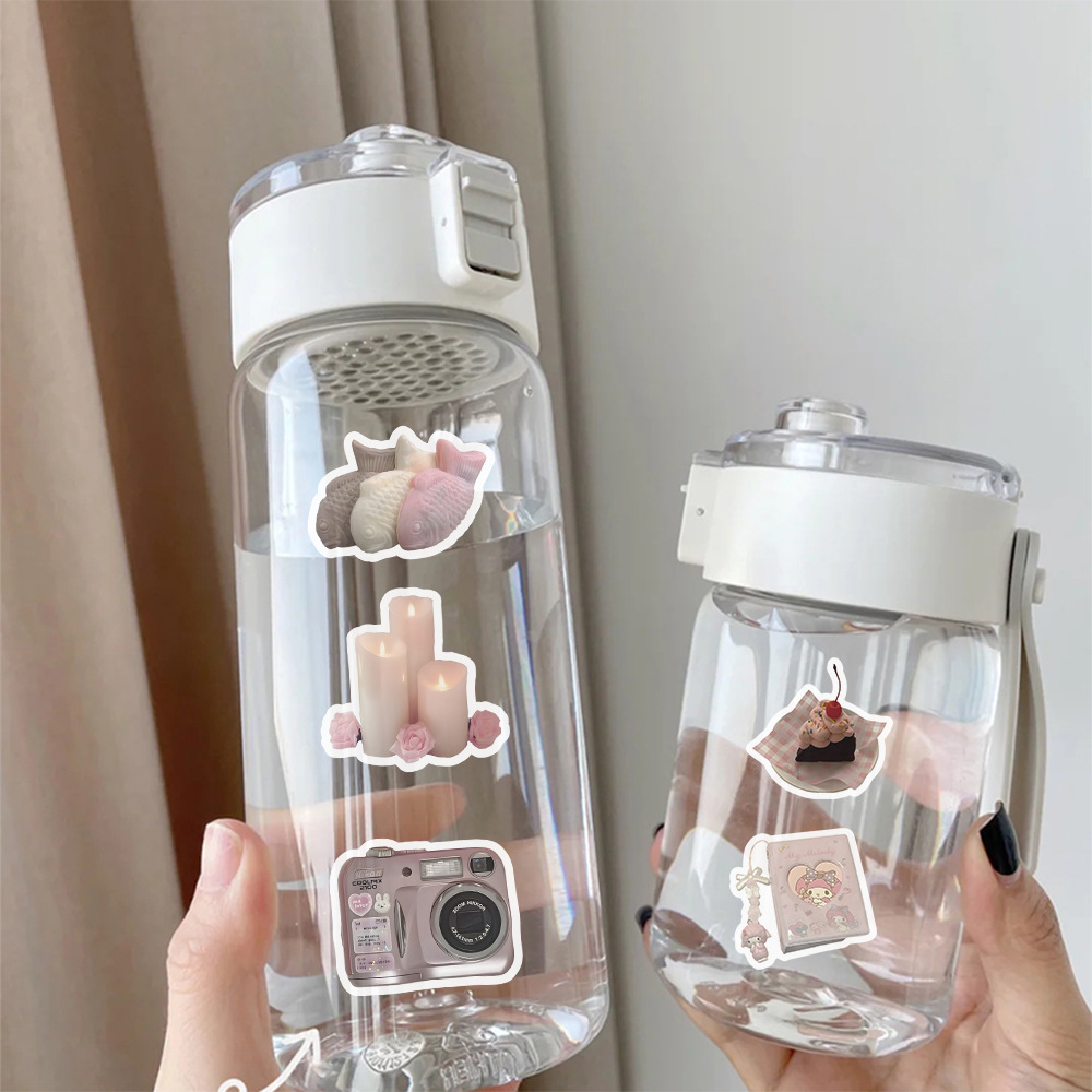 100 Pink Small Object Stickers Ins Style High-Looking Cute Decorative Water Cup Handbook Mobile Phone Case Waterproof Stickers