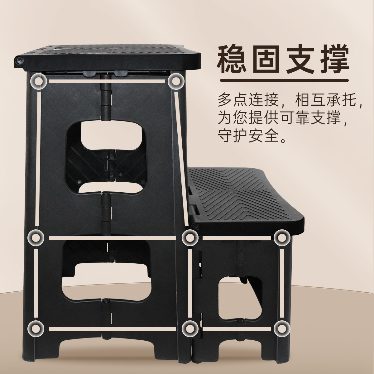 Household Foldableable Stool Two-Step Household Plastic Climbing Steps High and Low Footrest Foldableing Stool High and Low Step Stools