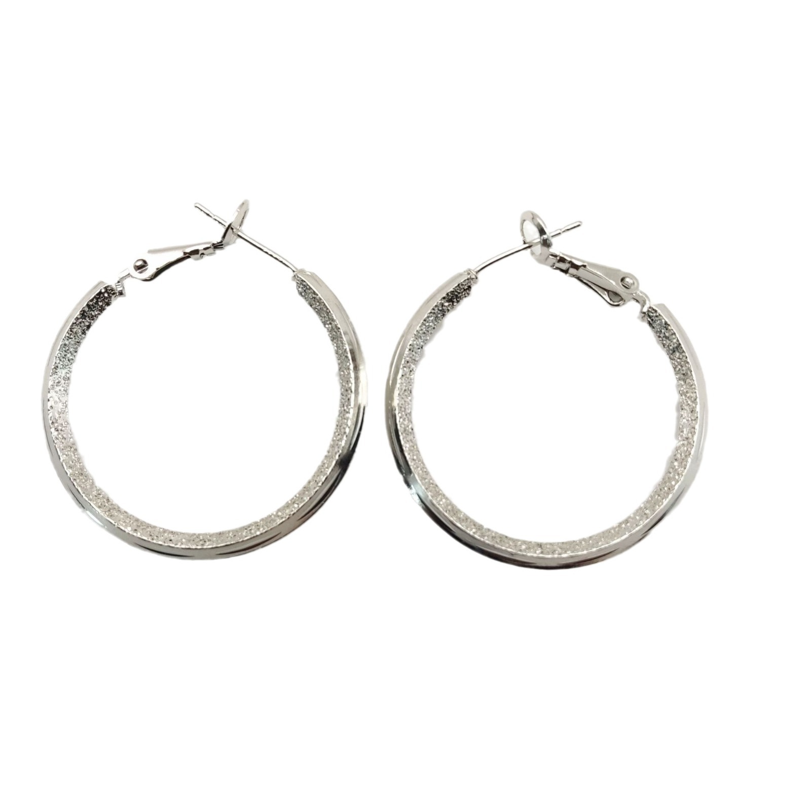 Cross-border Silver Baby's Breath Circle Metal Earrings Exaggerated Stylish Cool Large Hoop Earrings Super Flash Fashionable Elegant Earrings