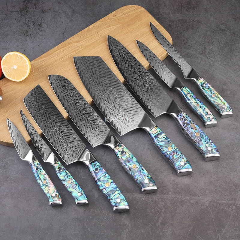Аутентичный высококачественный набор ножей из дамасской стали для кухни острый бытовой кухонный нож для очистки фруктов