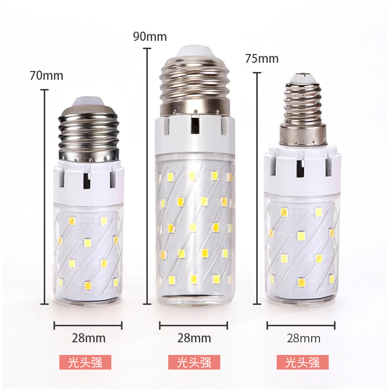 led Bulb energy-saving lamp E27E14 small screw corn lamp wall lamp household super bright chandelier white light three-color dimming
