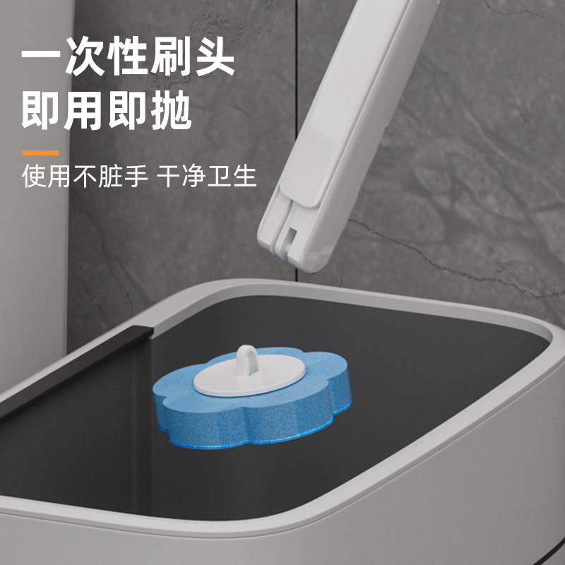 Bathroom Disposable Toilet Brush Set Replacement Cleaning Head Household Disposable and Ready-To-Use Brush Head Comes with Cleaning Fluid