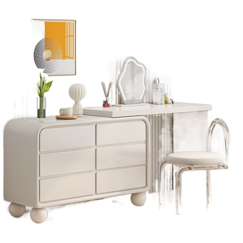 Simple Cream Style Solid Wood Dressing Table Home Integrated Storage Cabinet Small Apartment Bedroom Internet Celebrity French Dressing Table