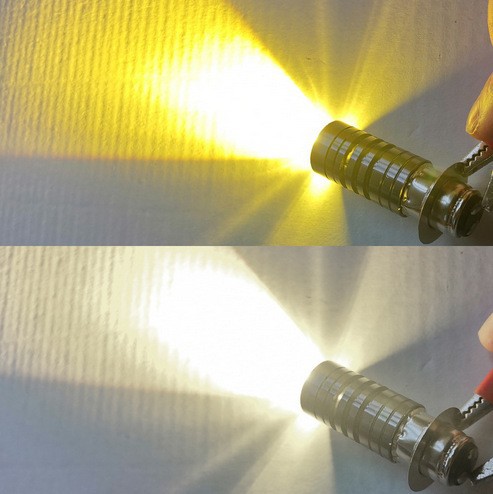 Cross-Border Hot Selling Led Motorcycle Headlight Fisheye Lamp Small Steel Cannon P15D H6 Yellow and White Two-Color Electric Vehicle Headlight