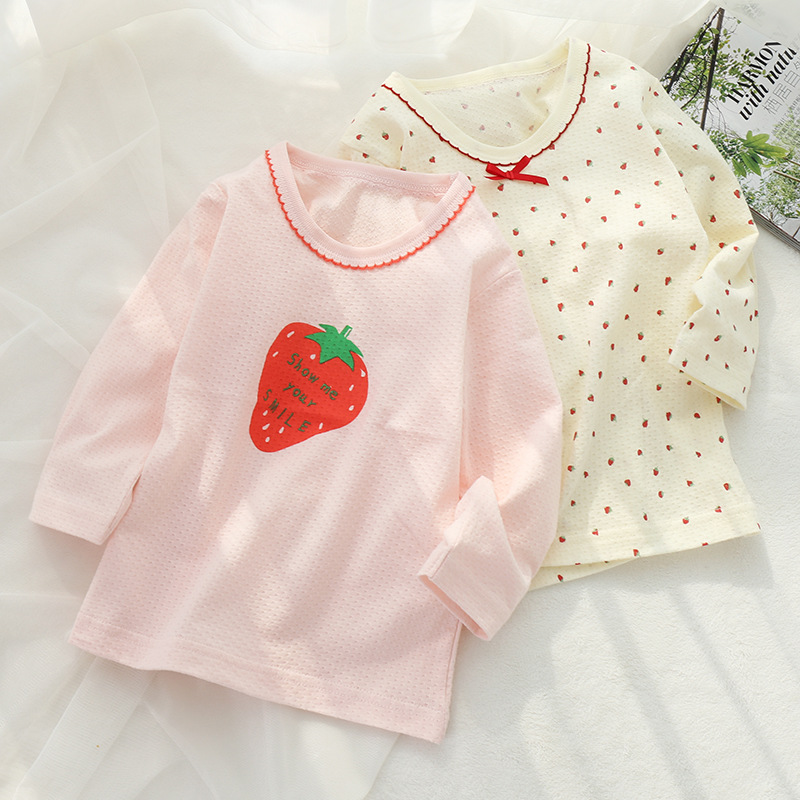 Новая весна и лето, тонкая домашняя одежда для детей, хлопковая, мягкая, дышащая, впитывающая пот, длинный рукав, двухкомпонентный комплект