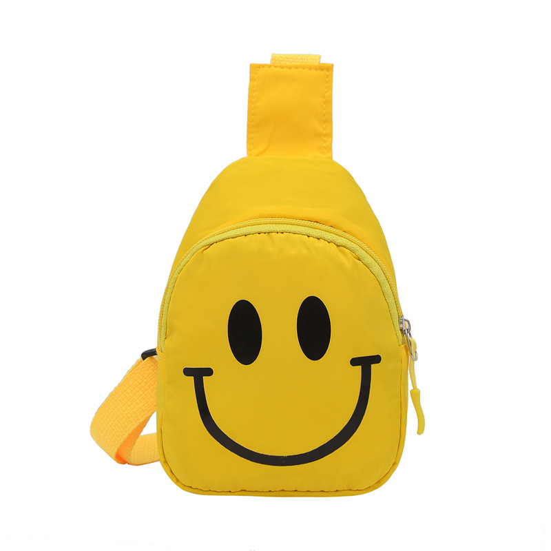 Factory children's smiling face chest bag baby shoulder bag kindergarten small satchel boys and girls sports outdoor waist bag wholesale