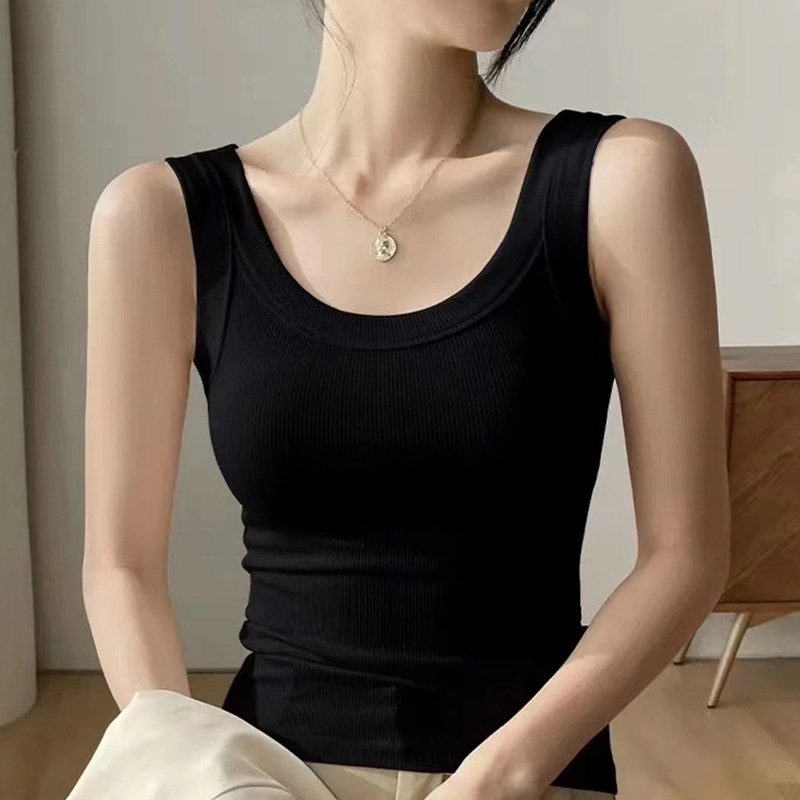 Source Factory I-Shaped Vest with Pictures and Samples Processing Knitted Knitwears Sleeveless Bottoming Shirts for Women Oem Small Order Customization