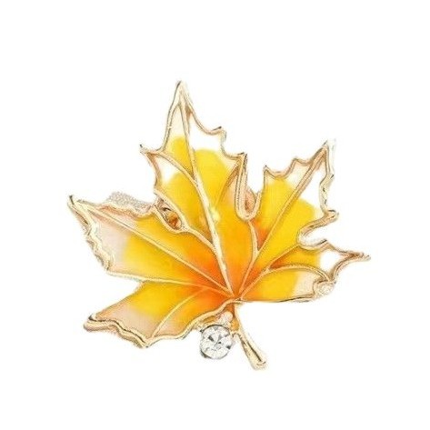 Maple Leaf Ginkgo Leaf Rhinestone Brooch Niche High-End Corsage Design Elegant Collar Anti-Exposure Pin Accessories Suit
