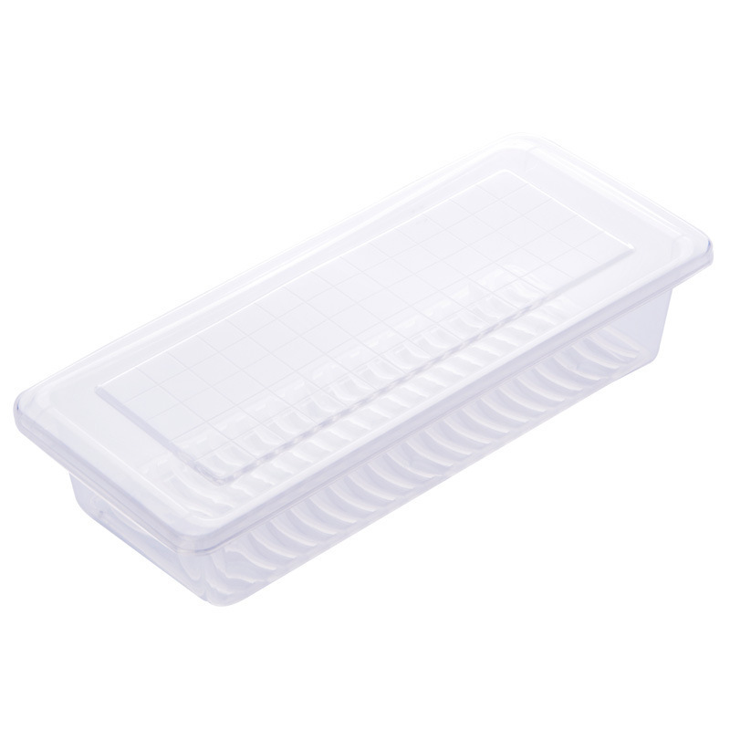 Kitchen Refrigerator Freezer Storage Box Rectangular Transparent Food Preservation Box Plastic Sealed Drain Storage Box with Lid