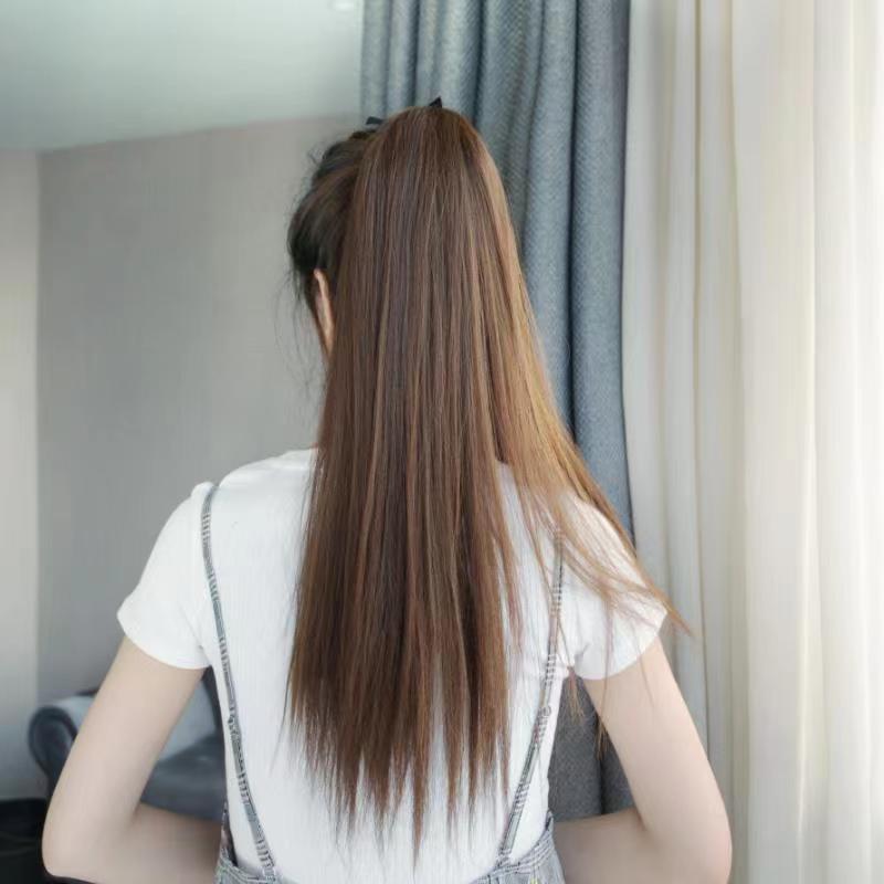 Ponytail Wig Women's Strap Straight Ponytail Straight Hair Cyber Popular TikTok High Temperature Silk Long Straight Hair Wig