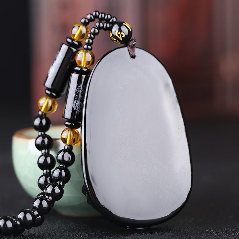 2023 Winter Sweater Chain Imitation Obsidian Zodiac Guardian God Eight Buming Buddha Pendant