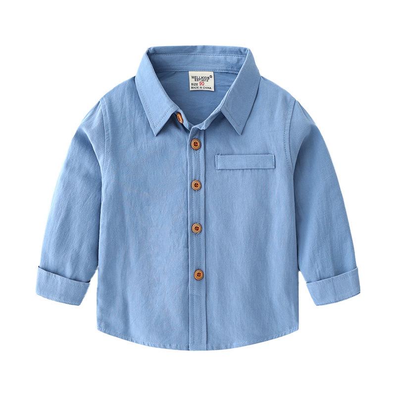 2025 New Children's Clothing Long-Sleeve Kids' Shirts Solid Color Boys' Shirts Base Layer Online Store Wholesale Korean Style Tops Dropshipping