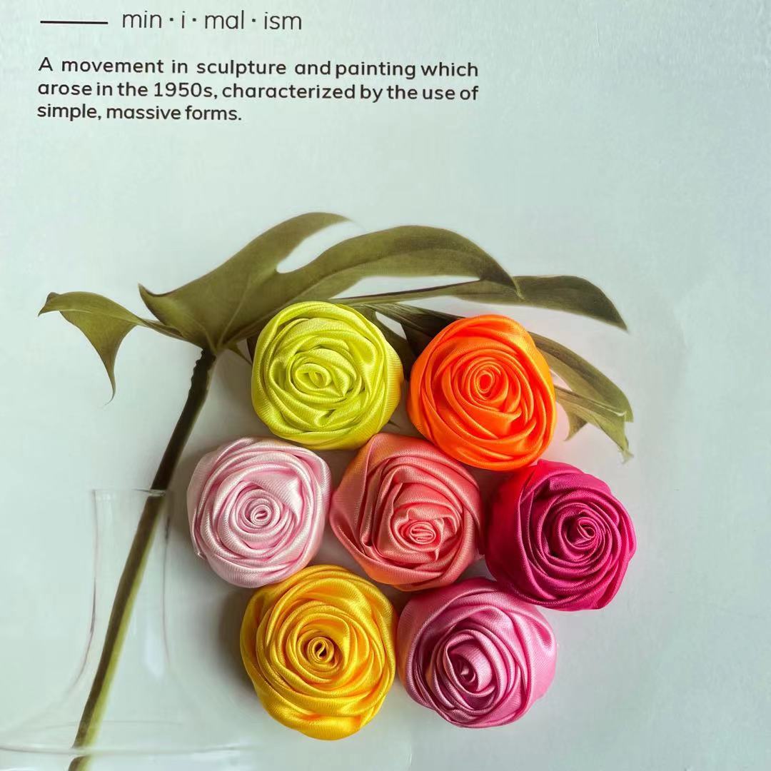 Satin hand-wound 3.5cm small Rose Children's headdress clothing shoes and hats accessories accessories diy fabric three-dimensional flower bud