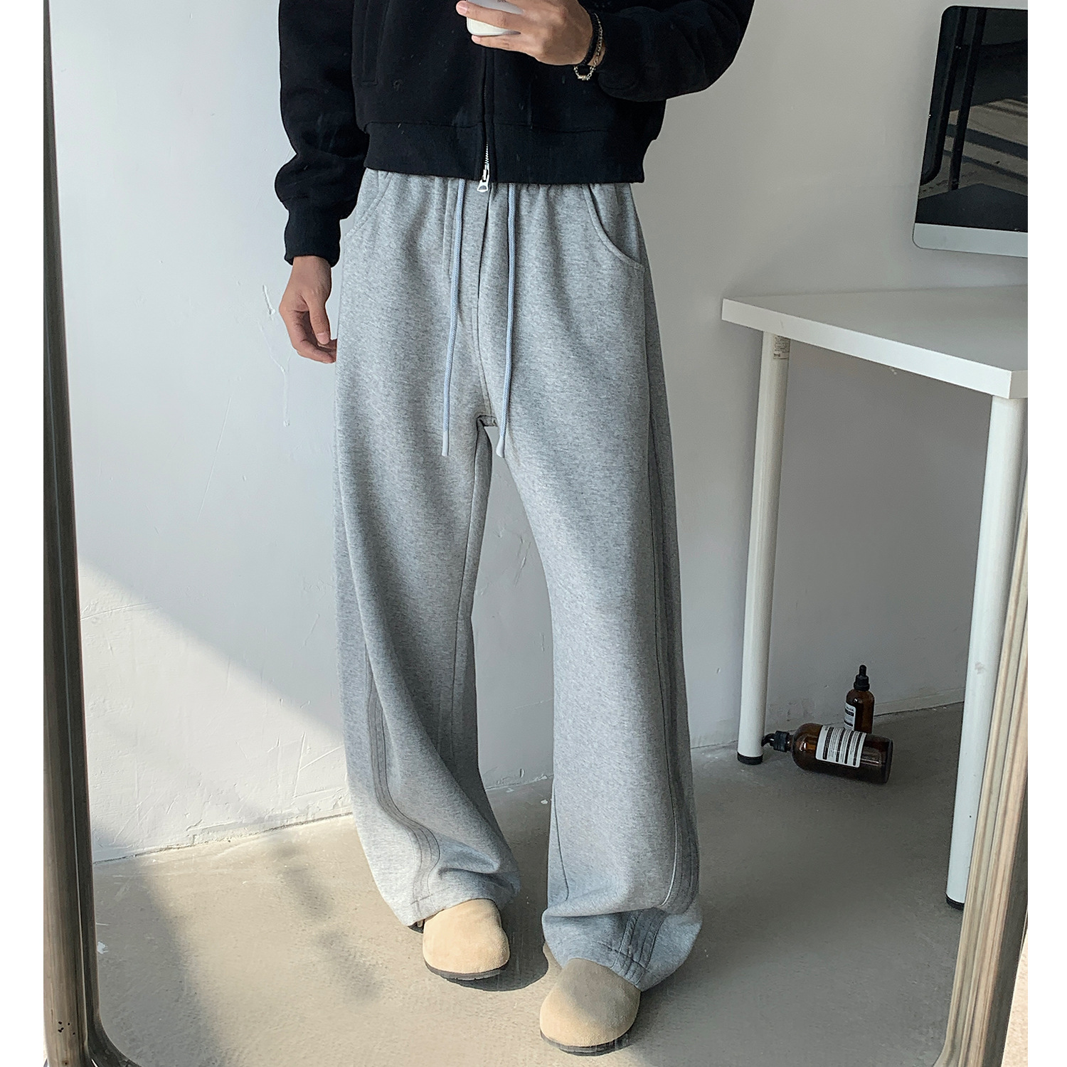 INTFEDAY Heavy Vintage Old Dirty Dye Sports Pants Men's plus size Loose Banana Sweatpants Cross-border Hair